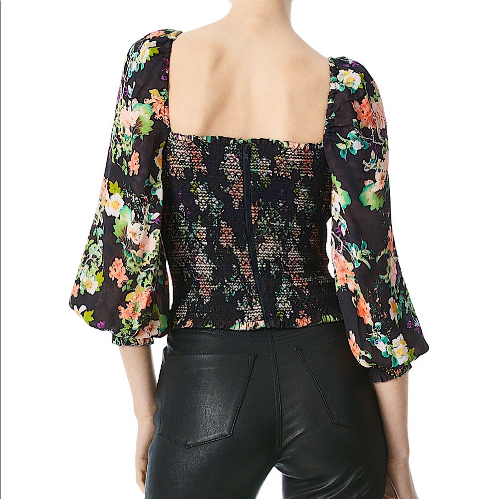 Alice + Olivia Women’s Cooper Smocked Top - Black - Size Large